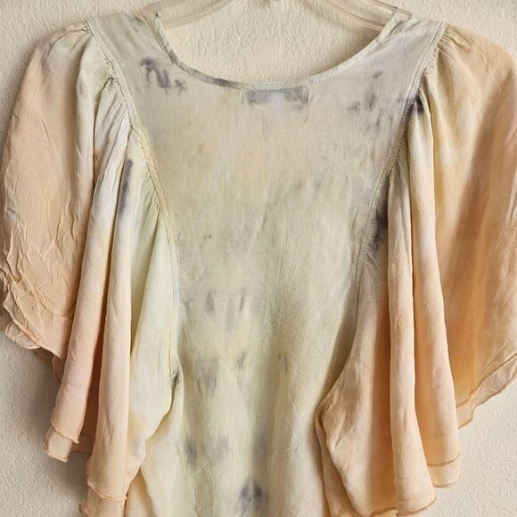 Young Fabulous Cottage Core Boho Chic tie dye Hippie Flowy Fairy sleeve V-neck S - Picture 6 of 6
